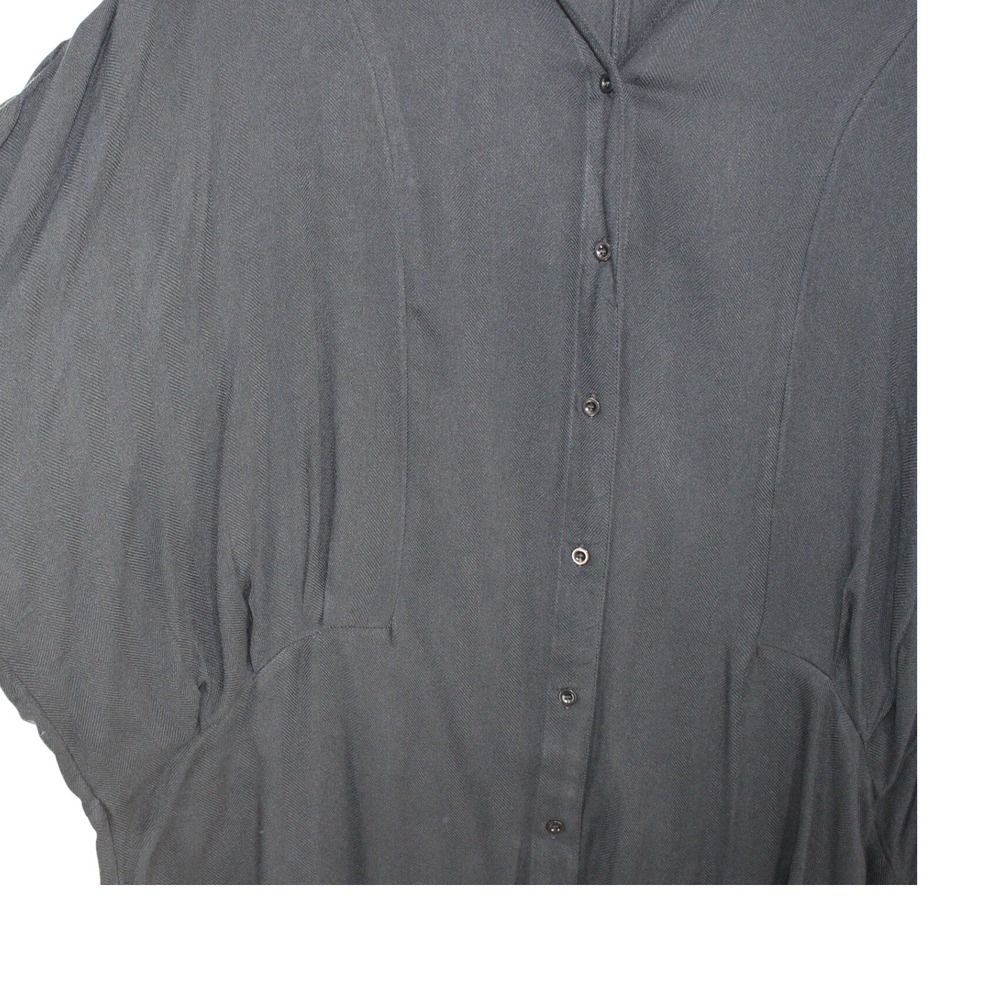 Free People Tunic Button Down Dolman Sleeve Herringbone Size M Charcoal Grey - Picture 4 of 7